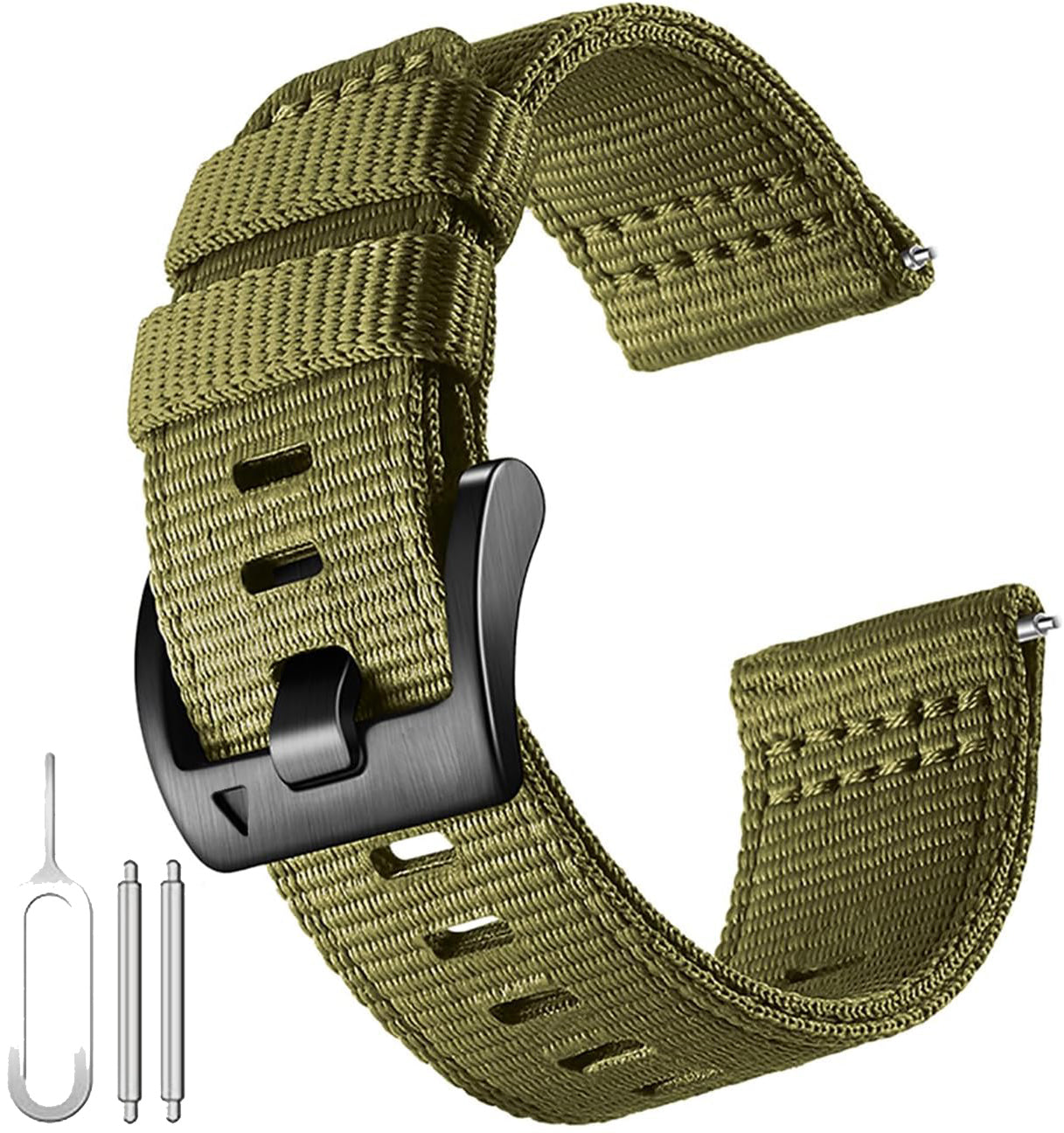 Zitel Band for Garmin Instinct 3 50mm, Instinct 2X - 26mm wide Rugged Nylon Sports Strap - Military Green