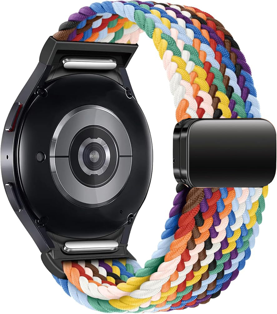 Zitel Band for Samsung Galaxy Watch 7 / 6 / 5 / 4, One Click No Gap Nylon Strap - Rainbow