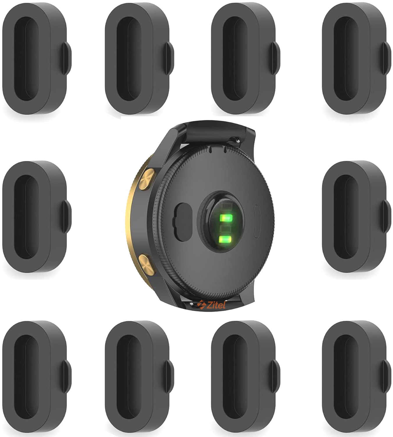 Zitel Dust Plug for Garmin Forerunner 165/965/970/570/265/255/935/945/245/55/45, Fenix 8/7/7X/6/6X Pro/5/5X Plus, Instinct 2/2X/3, Venu 3/2 10-Pack