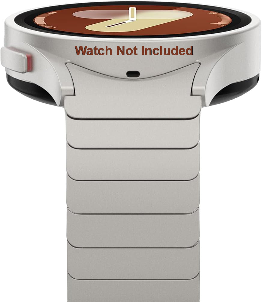 Zitel Band for Samsung Galaxy Watch 44mm 40mm, Watch FE 40mm, Stainless Steel No Gap Strap Titanium