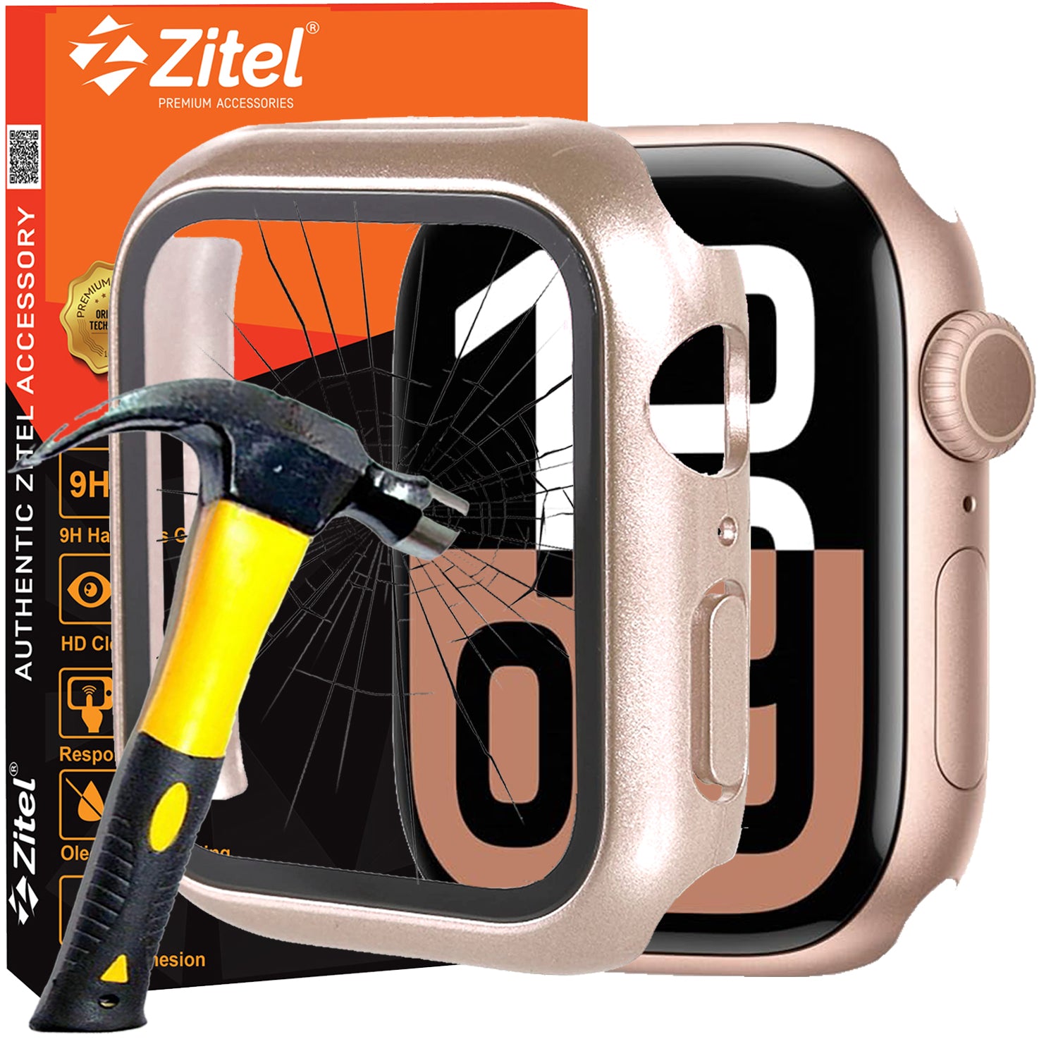 Zitel Case for Apple Watch 42mm Series 11/10 with Built-in Screen Protector - Rose Gold