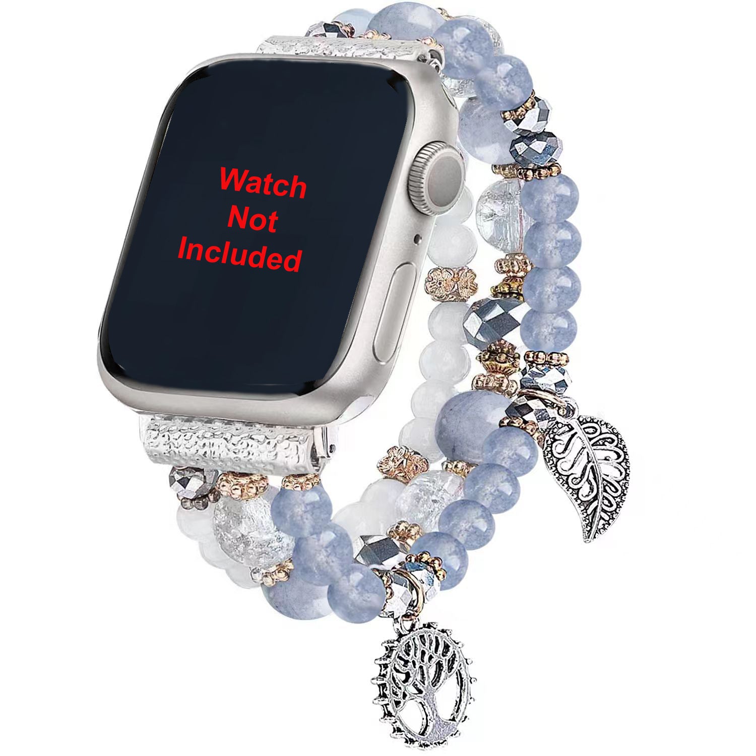 Zitel Band for Apple Watch 42mm(Series 10) 41mm 40mm 38mm Beaded Strap for Women Girls - Blue Leaf
