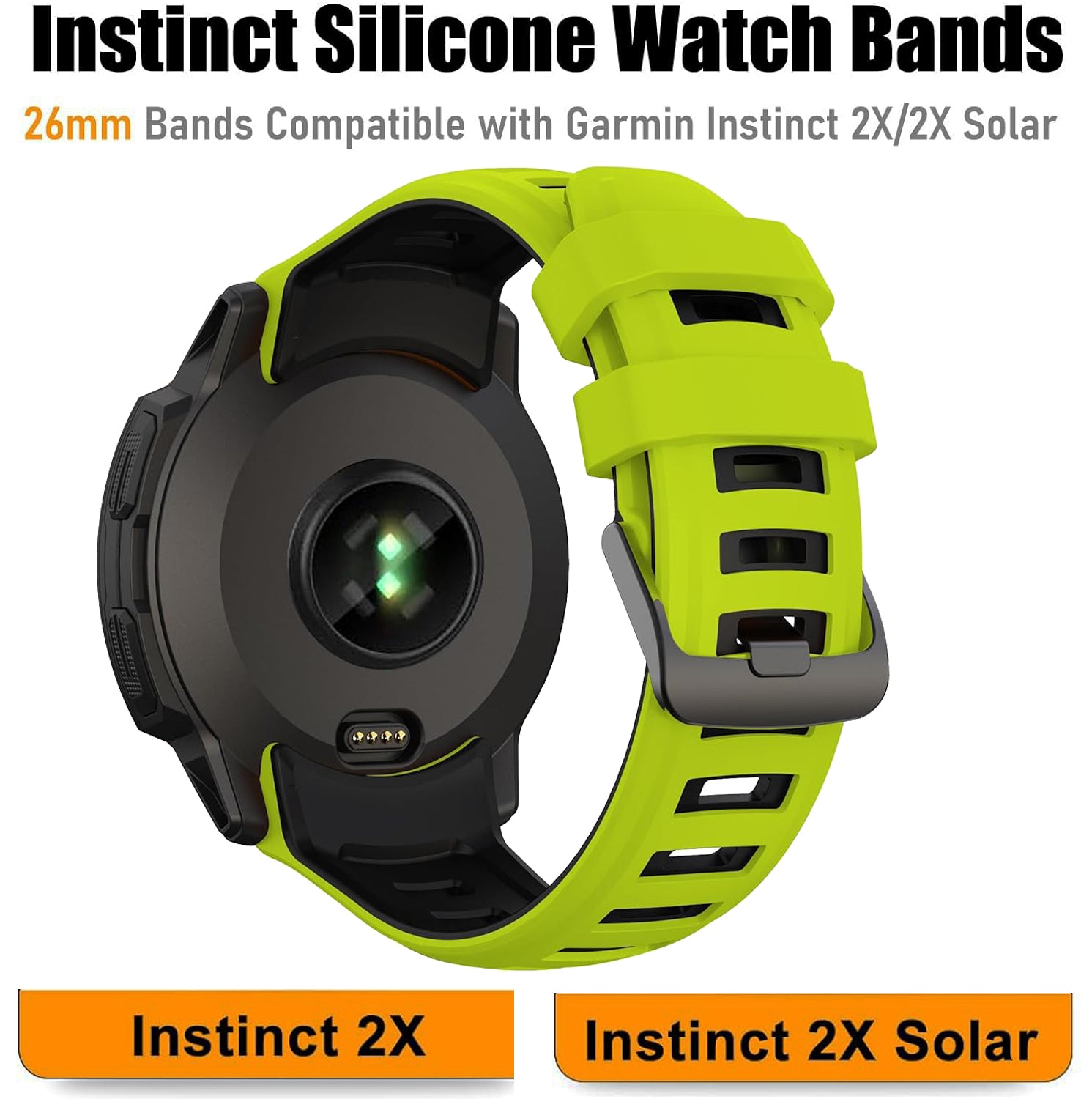 Zitel 26mm Band for Garmin Instinct 2X Solar Tactical GPS Smartwatch Silicone Sport Strap
