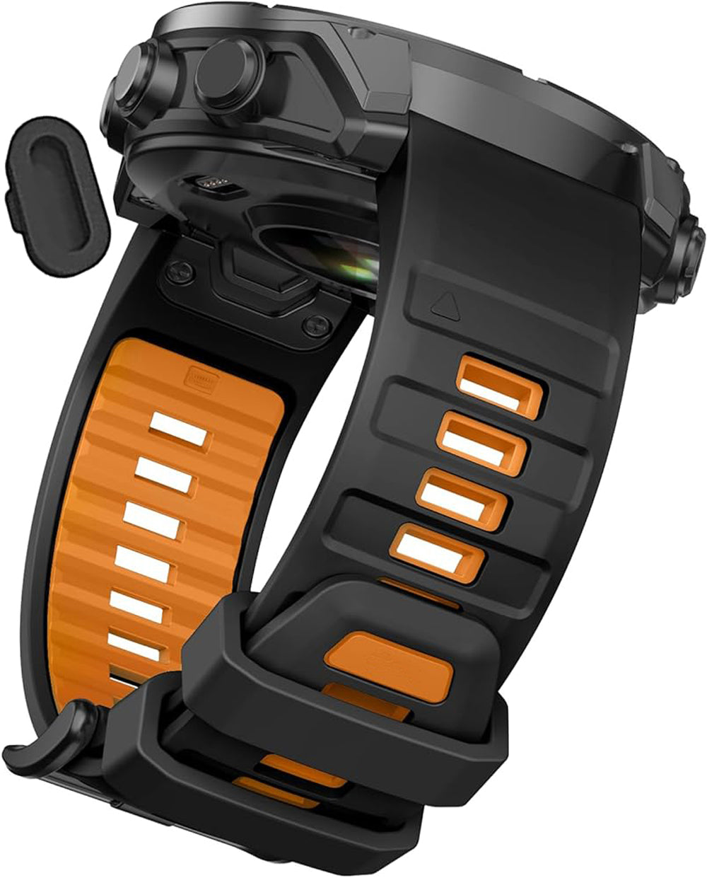 Zitel Band for Fenix 8 AMOLED 51mm, 7X/7X Pro, 6X/6X Pro, 5X/5X Plus, 3/3 HR, MK1/2i/3i, Enduro 3/2, 26mm Sport Strap - Black & Orange