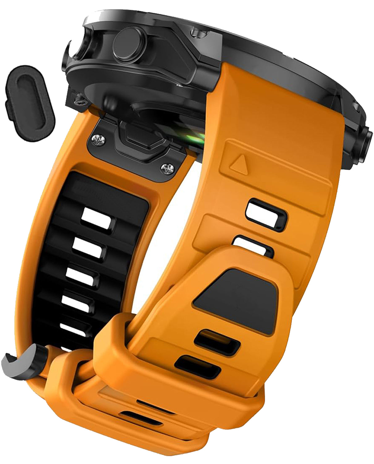 Zitel Band for Fenix 8 AMOLED 51mm, 7X/7X Pro, 6X/6X Pro, 5X/5X Plus, 3/3 HR, MK1/2i/3i, Enduro 3/2, 26mm Sport Strap - Orange & Black