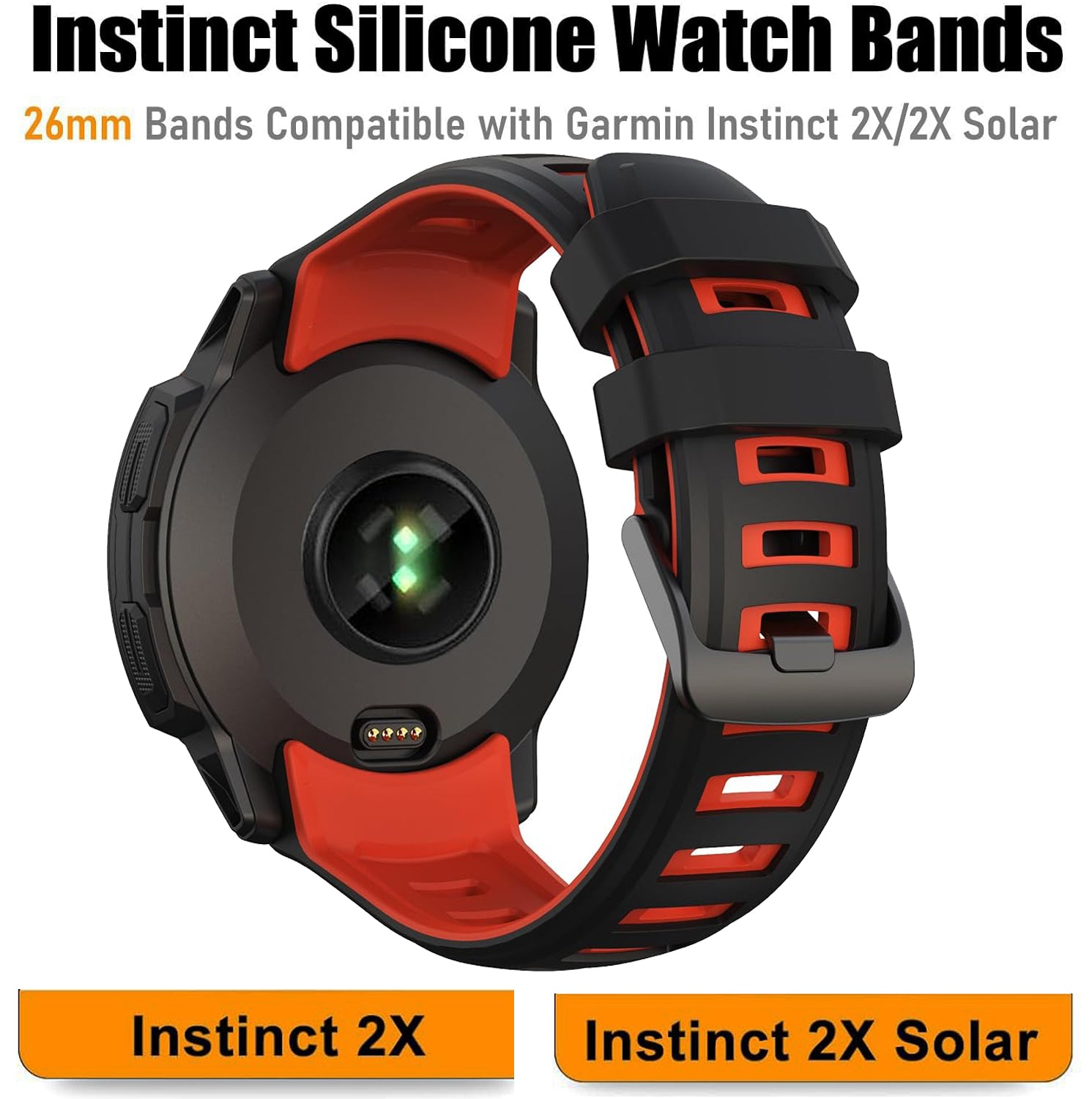 Zitel 26mm Band for Garmin Instinct 2X Solar Tactical GPS Smartwatch Silicone Sport Strap
