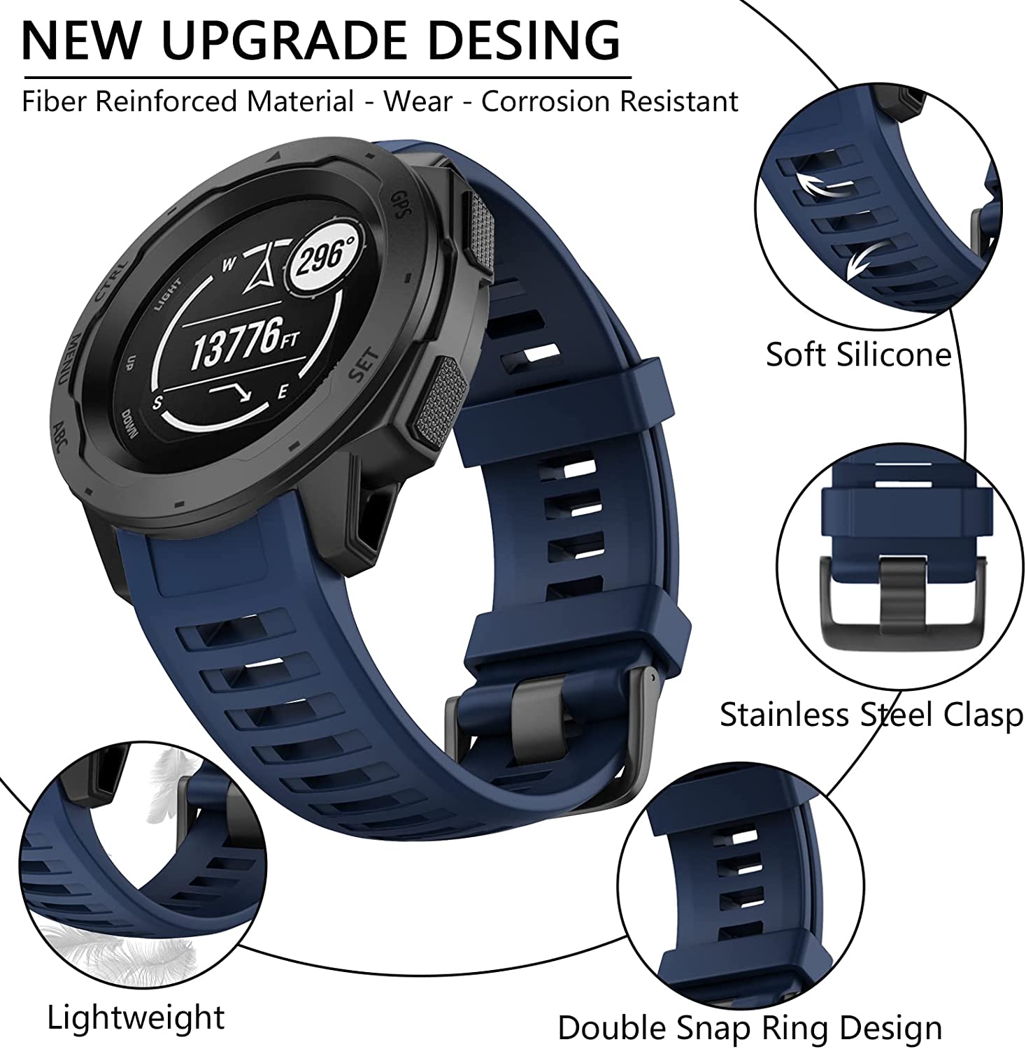 Zitel Band for Garmin Instinct 2 Solar / Instinct / Esports / Tide / Tactical GPS Straps - Blue