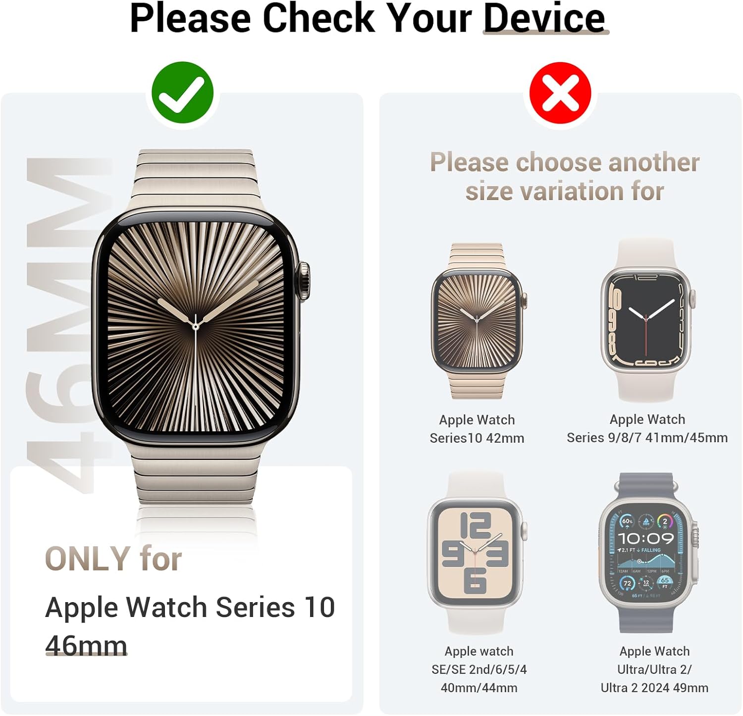 Zitel Privacy Case for Apple Watch Series 10 46mm Anti-Spy Screen Protector Case