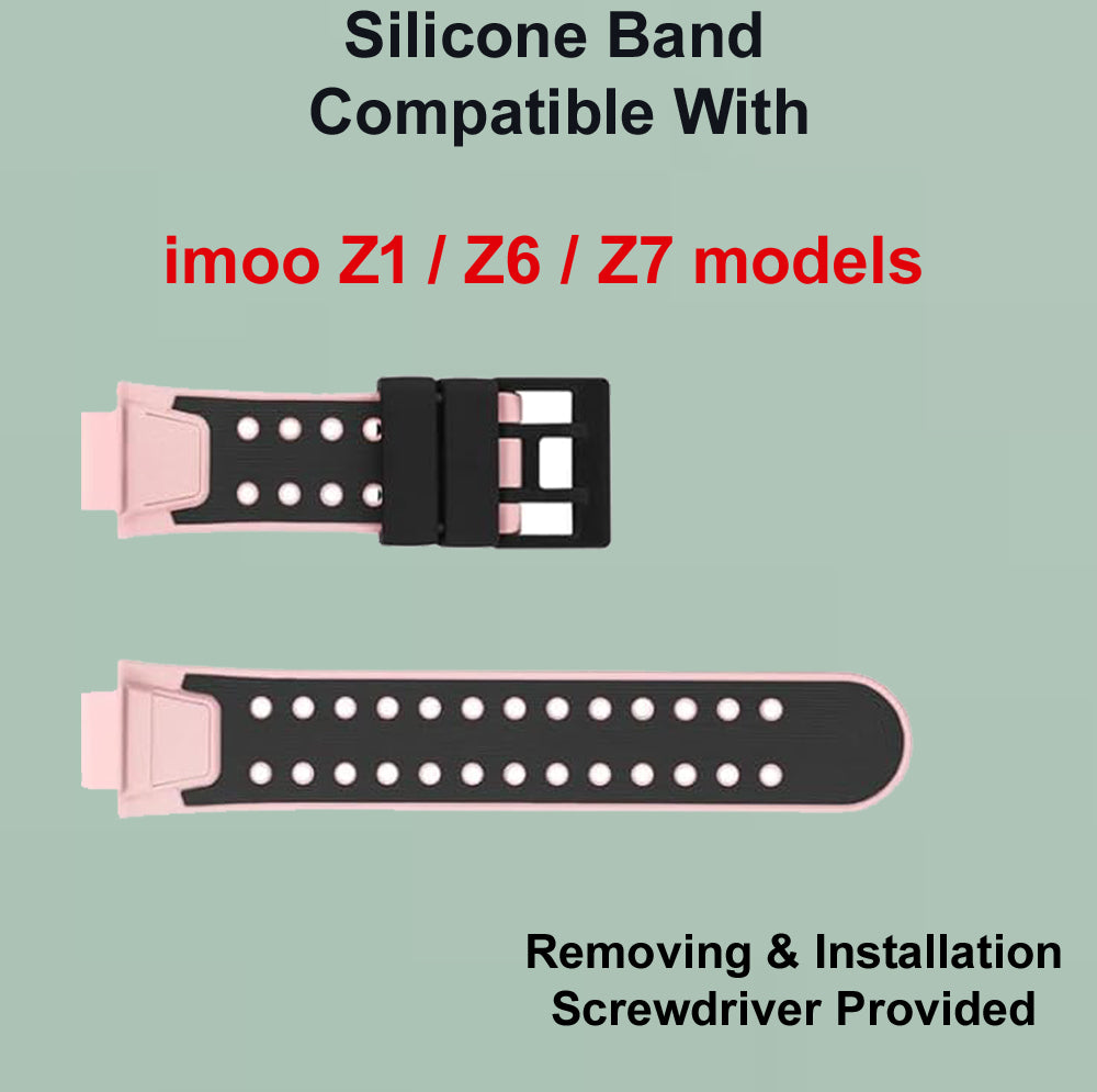 Zitel Band for imoo Watch Phone Z1 / Z6 / Z7 Silicone Strap - Pink/Black