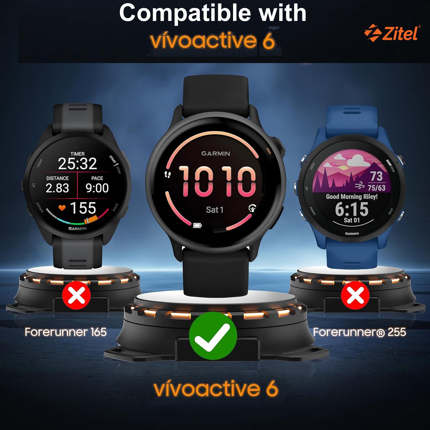 Zitel Hard PC Case for Garmin Vivoactive 6 - Black