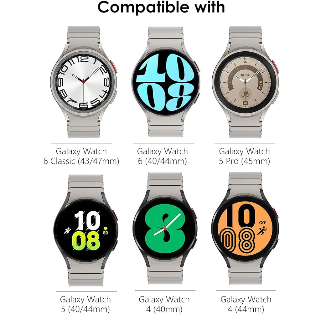 Zitel Band for Samsung Galaxy Watch 6, Watch 5, Watch 4, Stainless Steel No Gap Band - Titanium