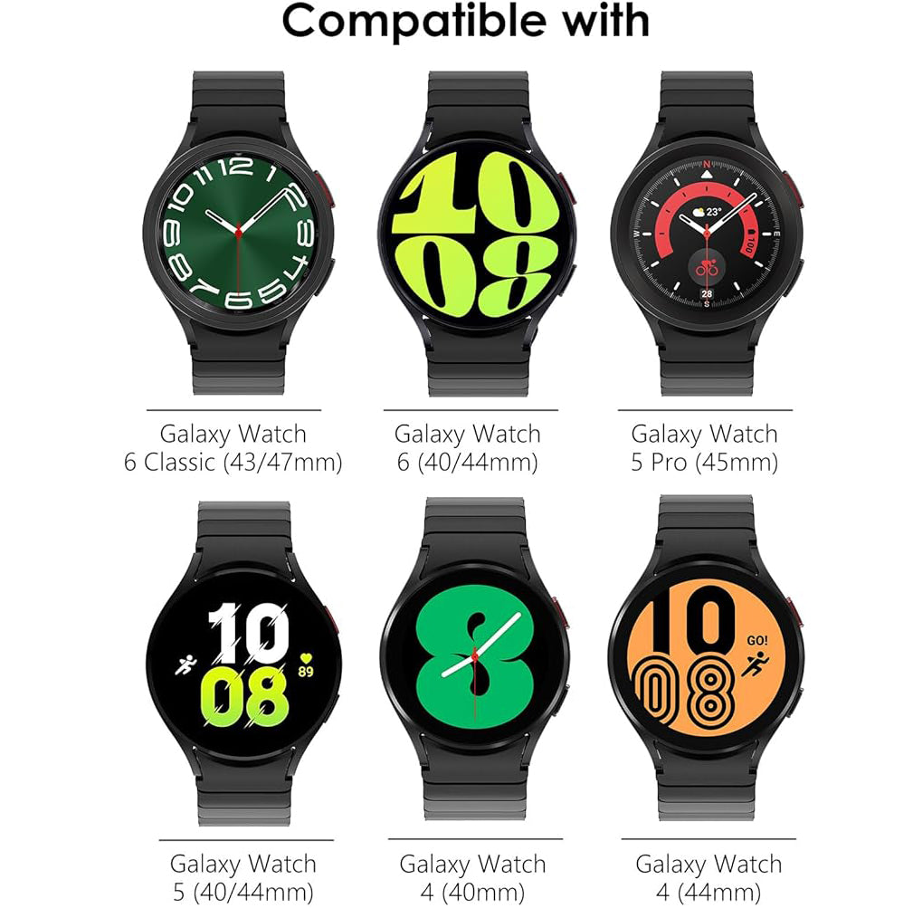 Zitel Band for Samsung Galaxy Watch 6, Watch 5, Watch 4, Stainless Steel No Gap Band - Black