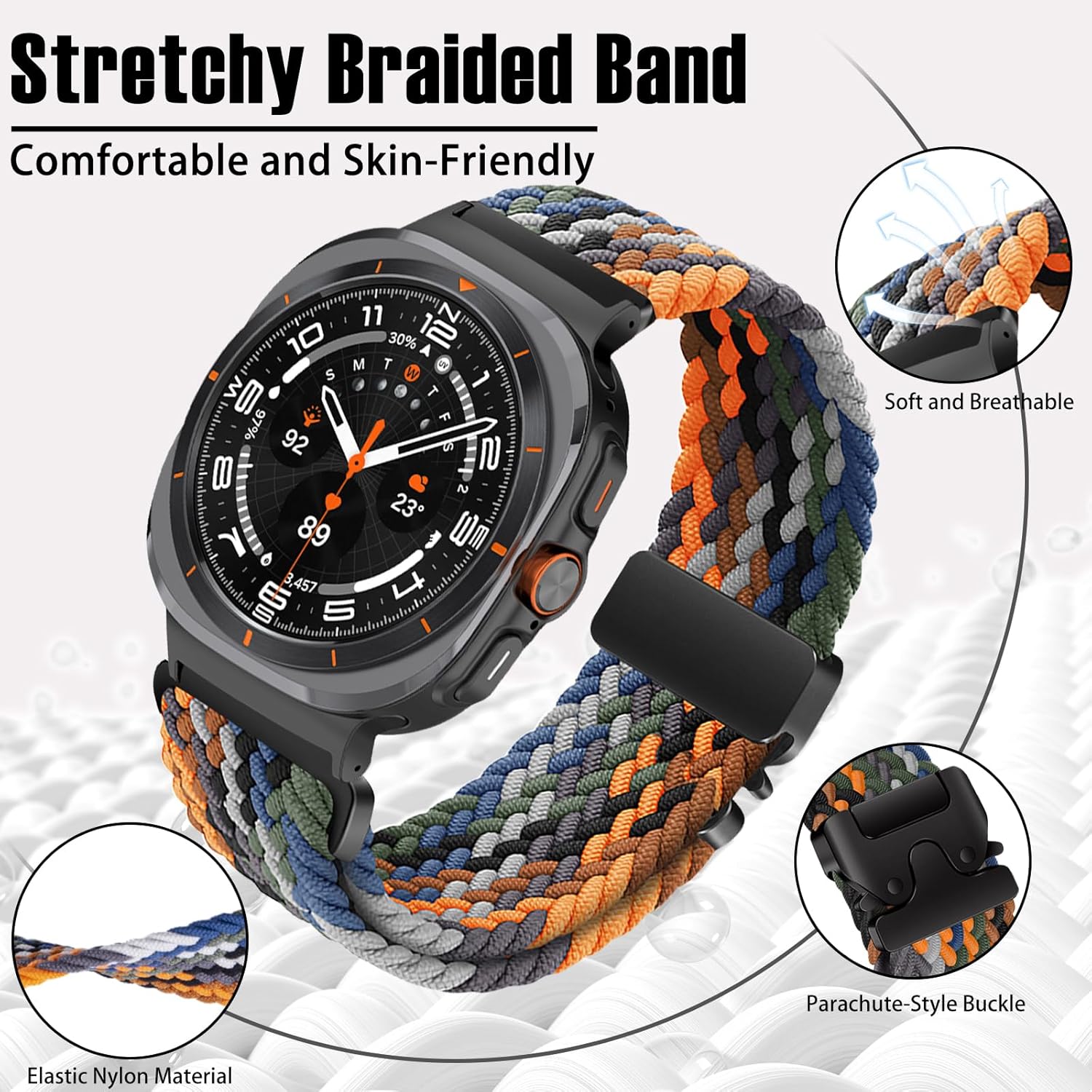 Zitel Band for Samsung Galaxy Watch Ultra 47mm 2025/2024 Nylon Sports Strap - Camouflage