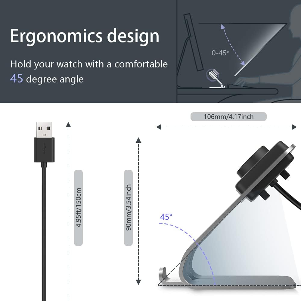 Zitel Charging Stand for Fossil Gen 5 / Gen 4 - Premium Aluminum Charging Station - Silver