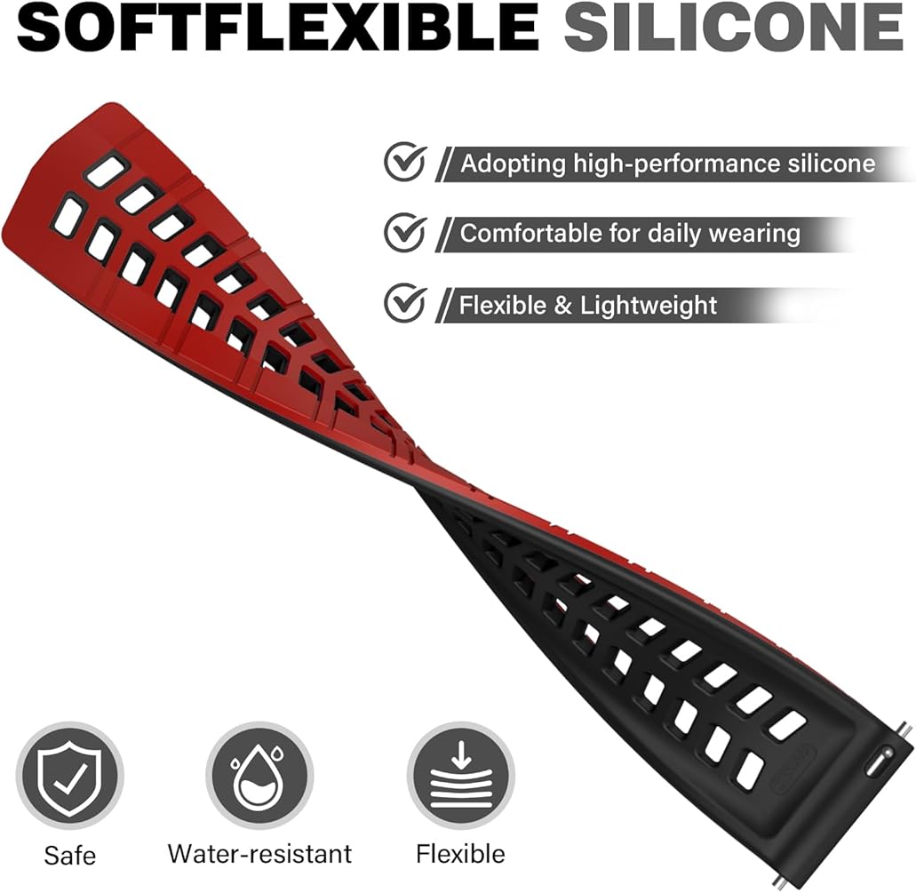 Zitel Band for Garmin Forerunner 265 / 255, Vivoactive 4 45mm, Venu 2 45mm. Venu 3, 22mm Strap - Red/Black