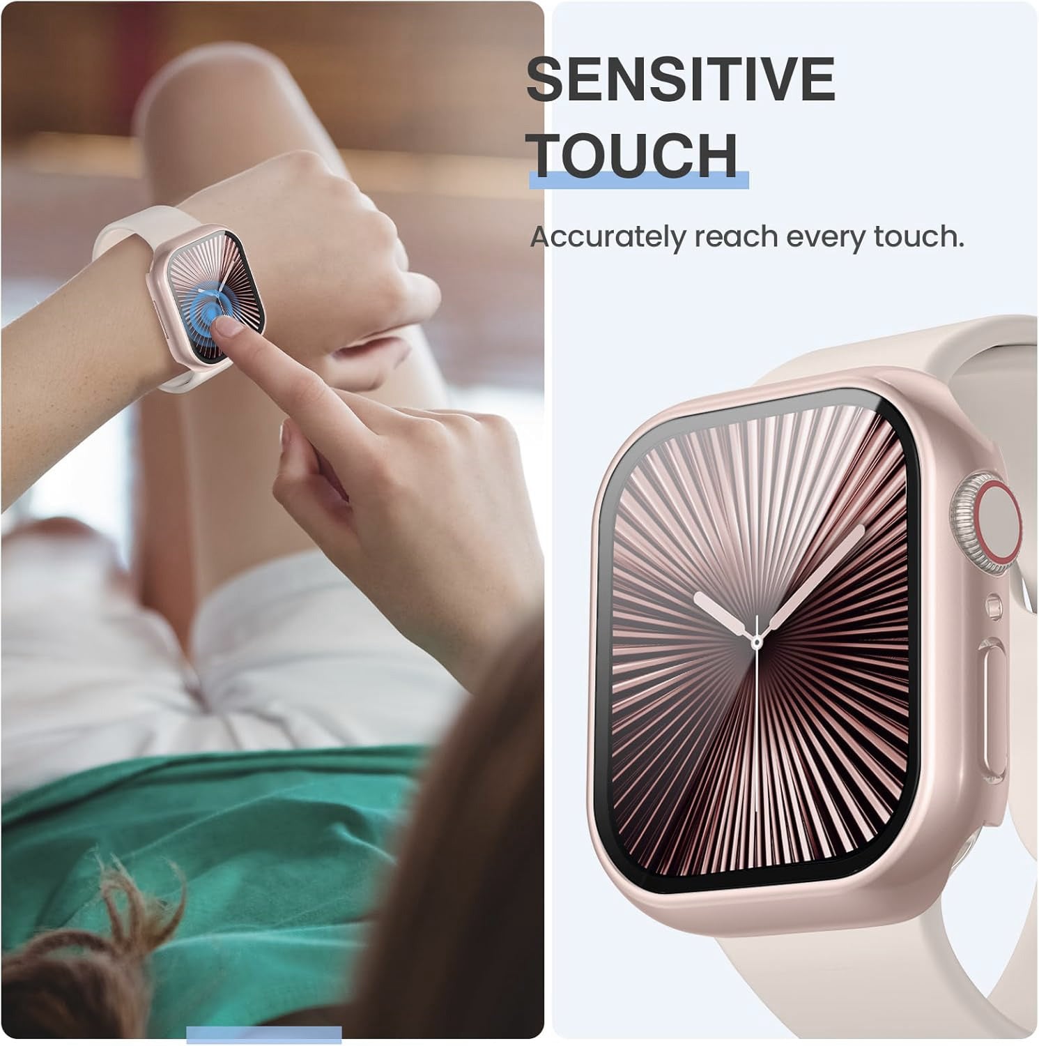 Zitel Case for Apple Watch 42mm Series 11/10 with Built-in Screen Protector - Rose Gold