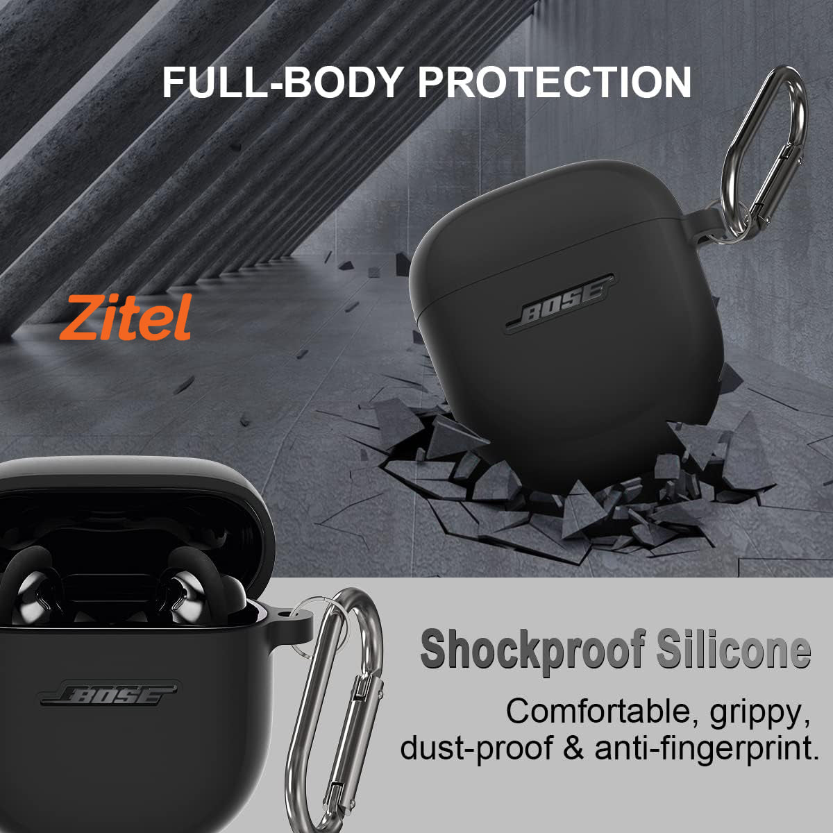 Zitel Case for Bose QuietComfort Ultra Earbuds 2023 - Black