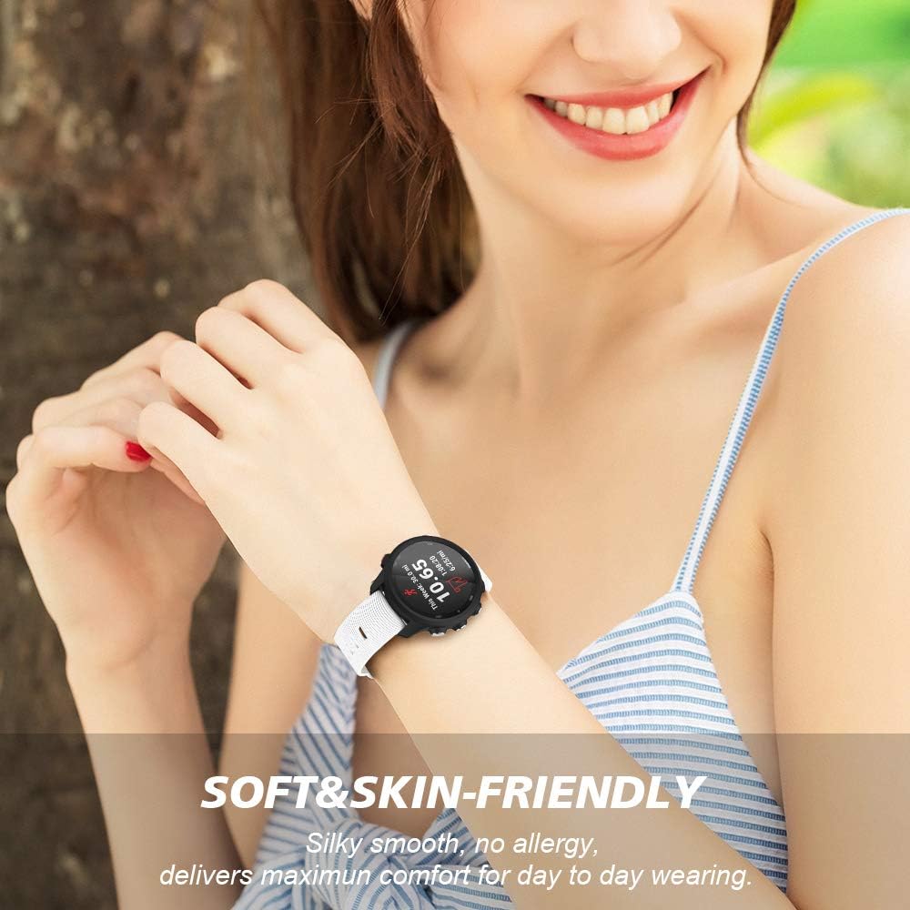 Zitel Bands for Garmin Forerunner 165/245/645, 55/158, Vivoactive 6/5/3/3S, Venu Sq/Sq 2, Venu 2 Plus, 20mm - White