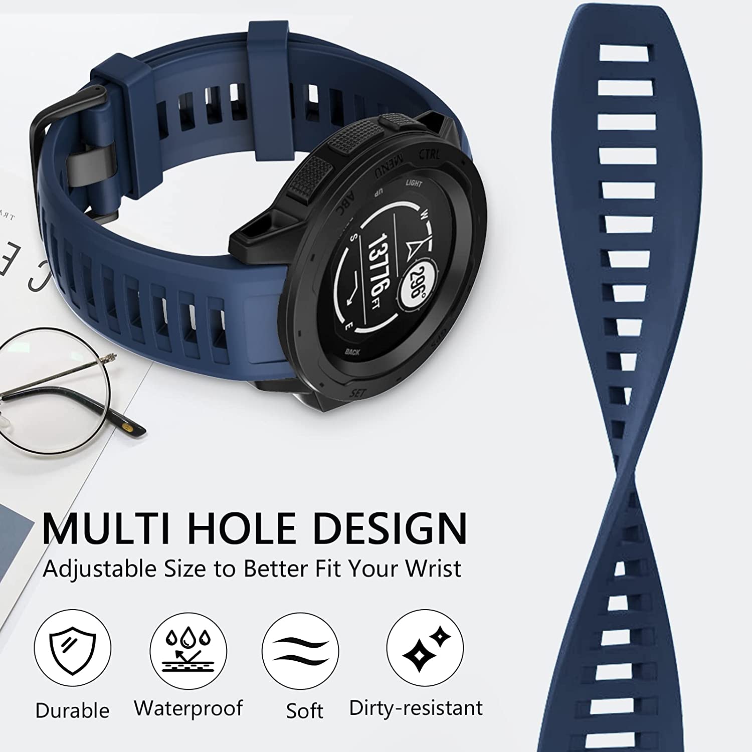 Zitel Band for Garmin Instinct 2 Solar / Instinct / Esports / Tide / Tactical GPS Straps - Blue