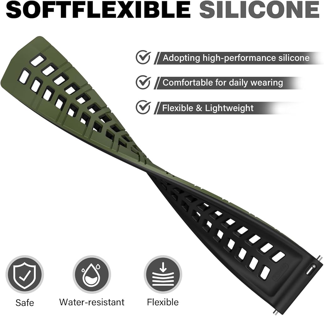 Zitel Band for Garmin Forerunner 265 / 255, Vivoactive 4 45mm, Venu 2 45mm. Venu 3, 22mm Strap - Army Green/Black