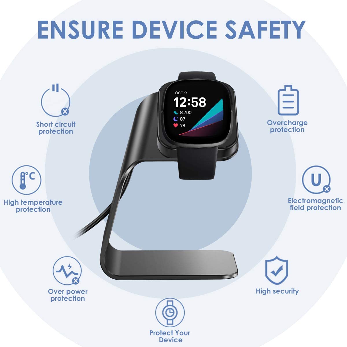 Zitel Charging Stand for Fitbit Versa 3 / Versa 4 / Sense / Sense 2