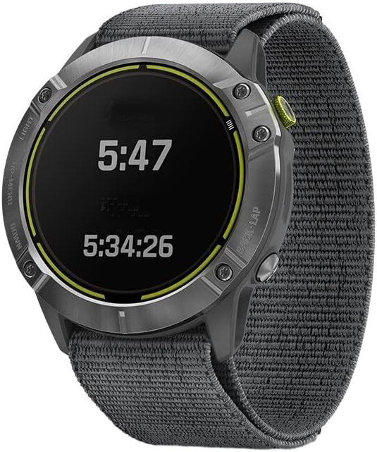 Zitel Band for Garmin Fenix 8 AMOLED 47mm, Fenix E/7/7 Pro, 6/6 Pro, Forerunner 970/965/955, Nylon 22mm wide Sports Strap - Gray