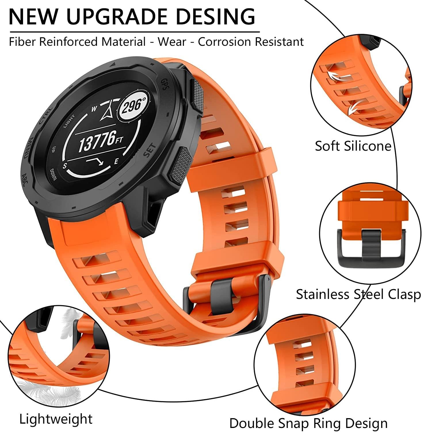 Zitel Band for Garmin Instinct 2 Solar / Instinct / Esports / Tide / Tactical GPS Straps - Apricot