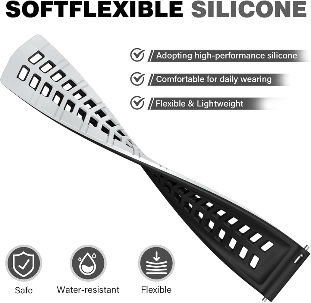 Zitel Band for Garmin Forerunner 265 / 255, Vivoactive 4 45mm, Venu 2 45mm. Venu 3, 22mm Strap - White/Black