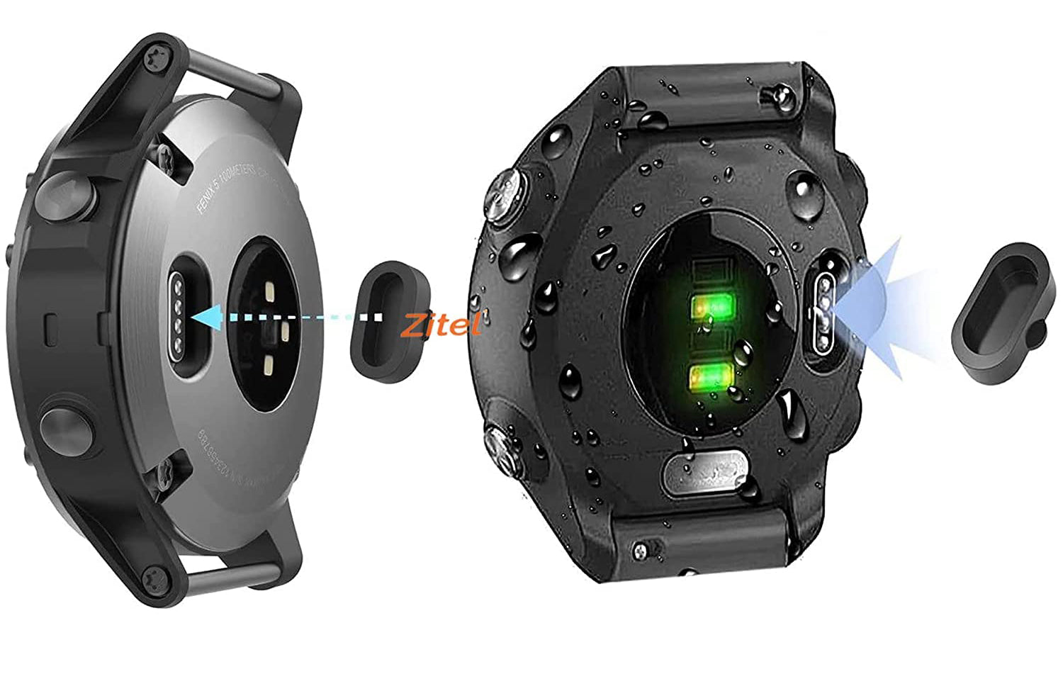 Zitel Dust Plug for Garmin Forerunner 165/965/970/570/265/255/935/945/245/55/45, Fenix 8/7/7X/6/6X Pro/5/5X Plus, Instinct 2/2X/3, Venu 3/2 10-Pack