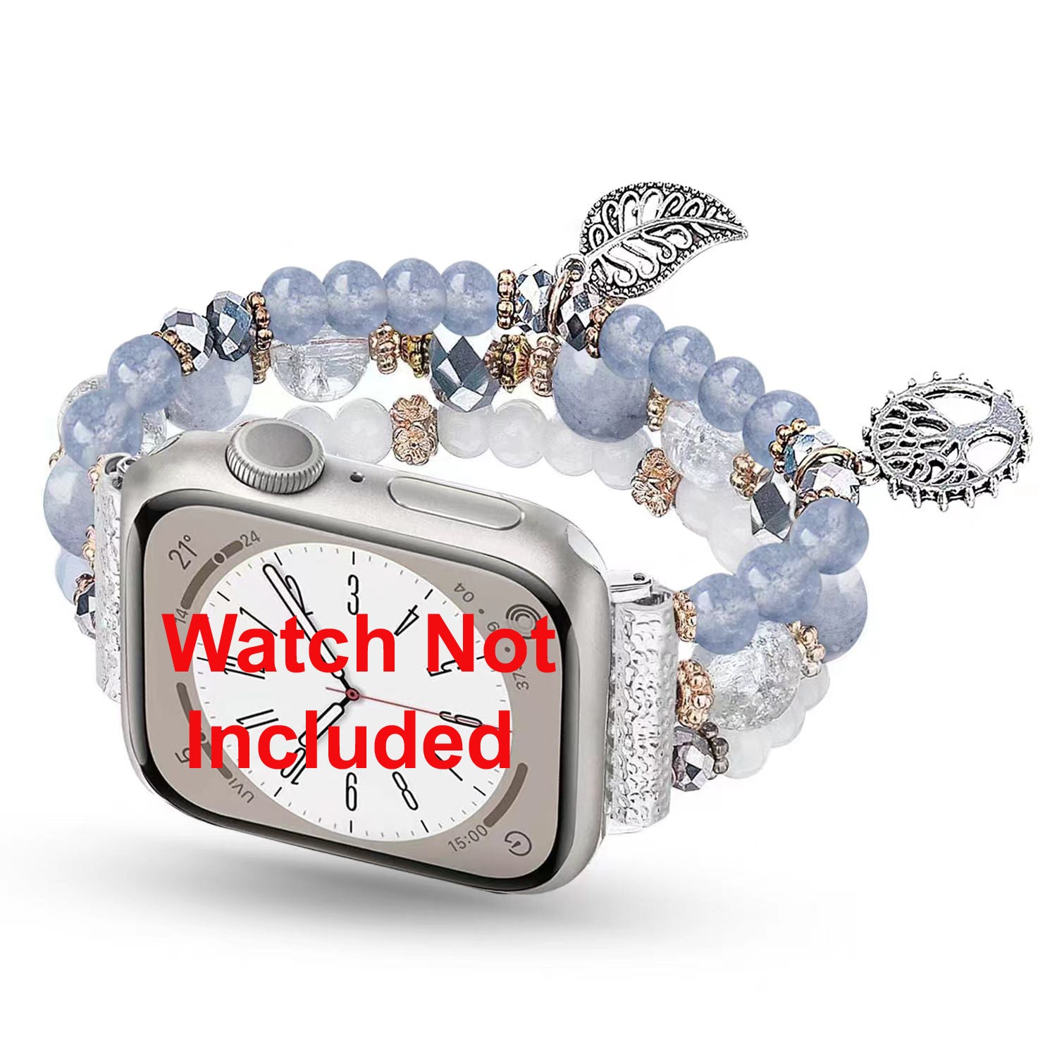 Zitel Band for Apple Watch 42mm(Series 10) 41mm 40mm 38mm Beaded Strap for Women Girls - Blue Leaf