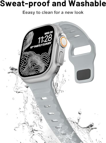 Zitel Band for Apple Watch Ultra 2 49mm / Ultra Wide Silicone Sport Straps - Light Gray