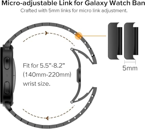 Zitel Stainless Steel No Gap Metal Band for Samsung Galaxy Watch 8 / Watch 8 Classic - Black