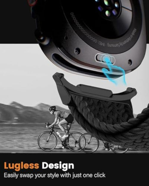 Zitel Band for Samsung Galaxy Watch Ultra 47mm 2025/2024 Nylon Sports Strap (Rainbow Black)