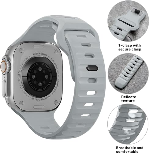 Zitel Band for Apple Watch Ultra 2 49mm / Ultra Wide Silicone Sport Straps - Light Gray