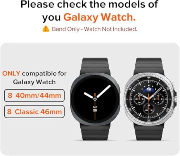 Zitel Stainless Steel No Gap Metal Band for Samsung Galaxy Watch 8 / Watch 8 Classic - Black