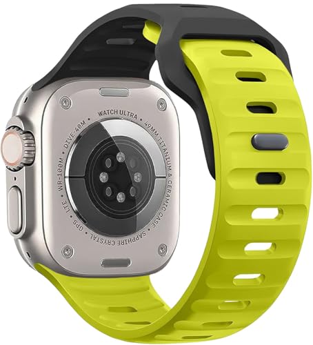 Zitel Band for Apple Watch Ultra 2 49mm / Ultra Wide Silicone Sport Straps - Fluorescent Green/Black
