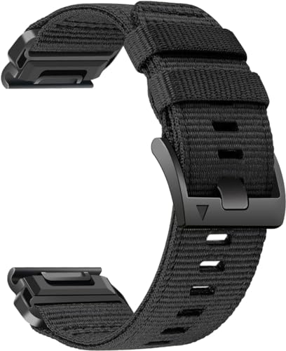 Zitel Band for Fenix 8 51mm, 7X/7X Pro, 6X/6X Pro, 5X/5X Plus, 3/3 HR, Descent MK1, Enduro, Rugged Nylon 26mm Sport Strap - Black