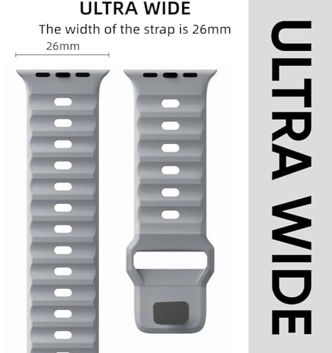 Zitel Band for Apple Watch Ultra 2 49mm / Ultra Wide Silicone Sport Straps - Light Gray
