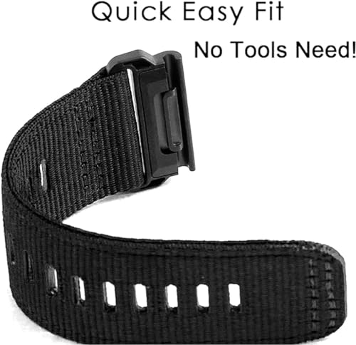 Zitel Band for Fenix 8 51mm, 7X/7X Pro, 6X/6X Pro, 5X/5X Plus, 3/3 HR, Descent MK1, Enduro, Rugged Nylon 26mm Sport Strap - Black