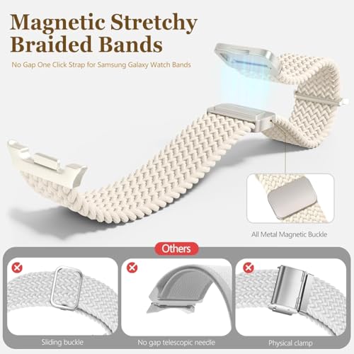 Zitel Band for Samsung Galaxy Watch 8 / Watch 8 Classic Stretchy Nylon Sport Strap (Starlight)