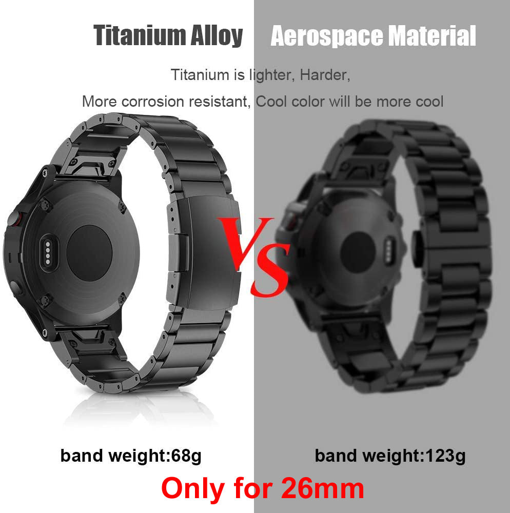 Zitel Band for Fenix 8 51mm, 7X/7X Pro, 6X/6X Pro, 5X/5X Plus, 3/3 HR, Descent MK1, Enduro, Titanium Alloy Metal 26mm Strap