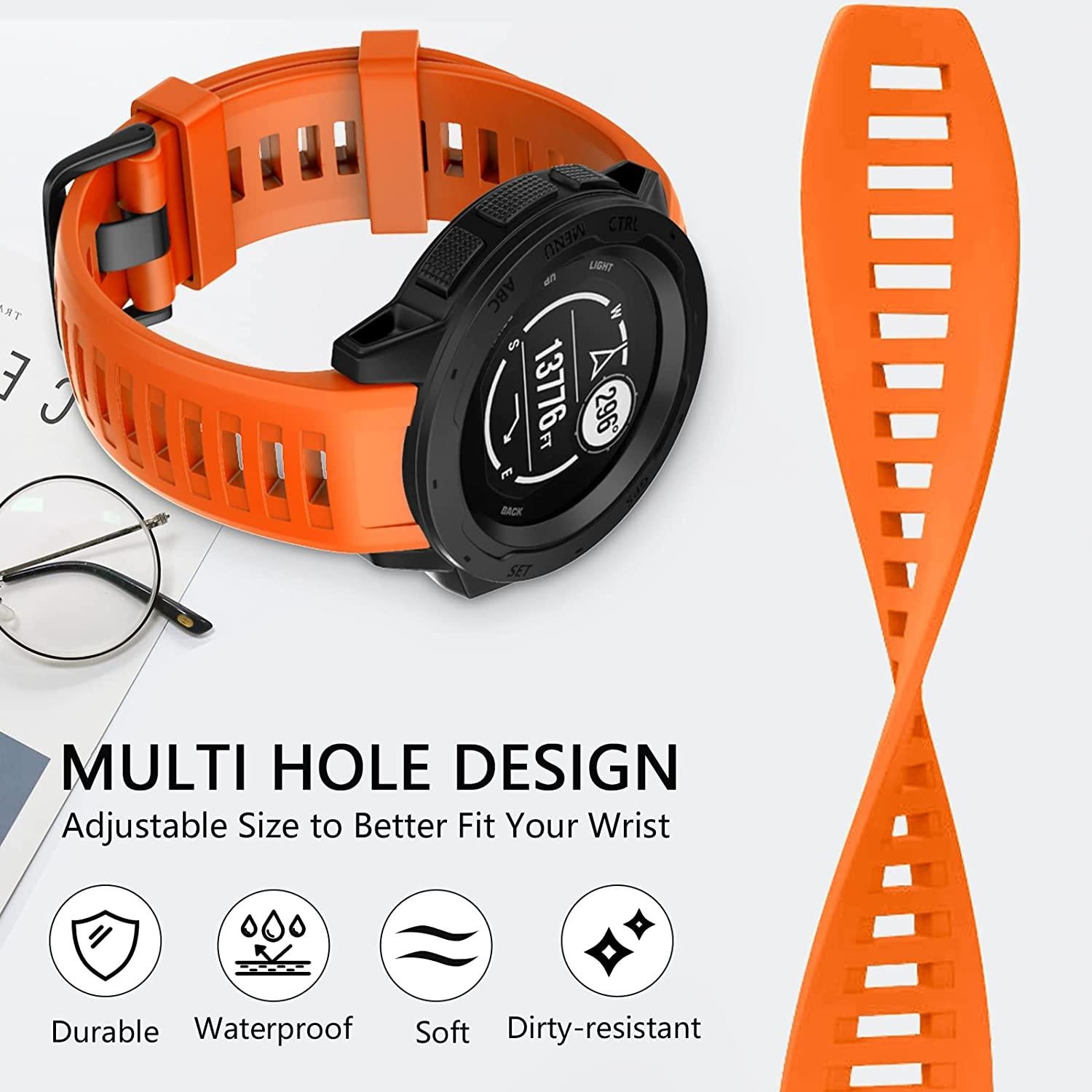 Zitel Band for Garmin Instinct 2 Solar / Instinct / Esports / Tide / Tactical GPS Straps - Apricot