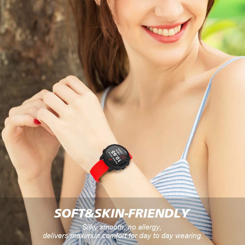 Zitel Bands for Garmin Forerunner 165/245/645, 55/158, Vivoactive 6/5/3/3S, Venu Sq/Sq 2, Venu 2 Plus, 20mm - Spanish Red