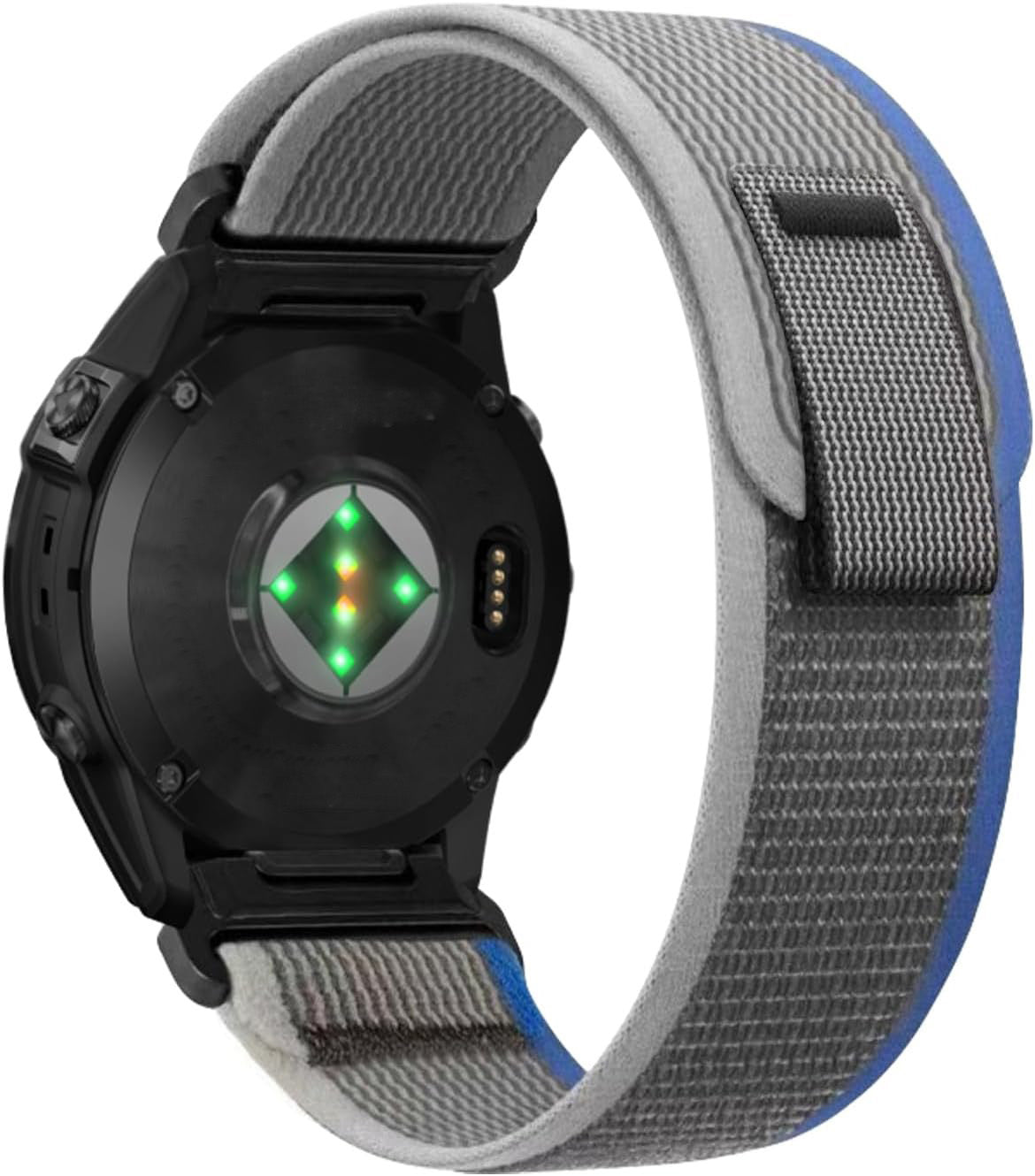 Zitel Band for Garmin Fenix 8 AMOLED 47mm, Fenix E/7/7 Pro, 6/6 Pro, Forerunner 970/965/955, Nylon 22mm wide Sports Strap - Blue/Grey