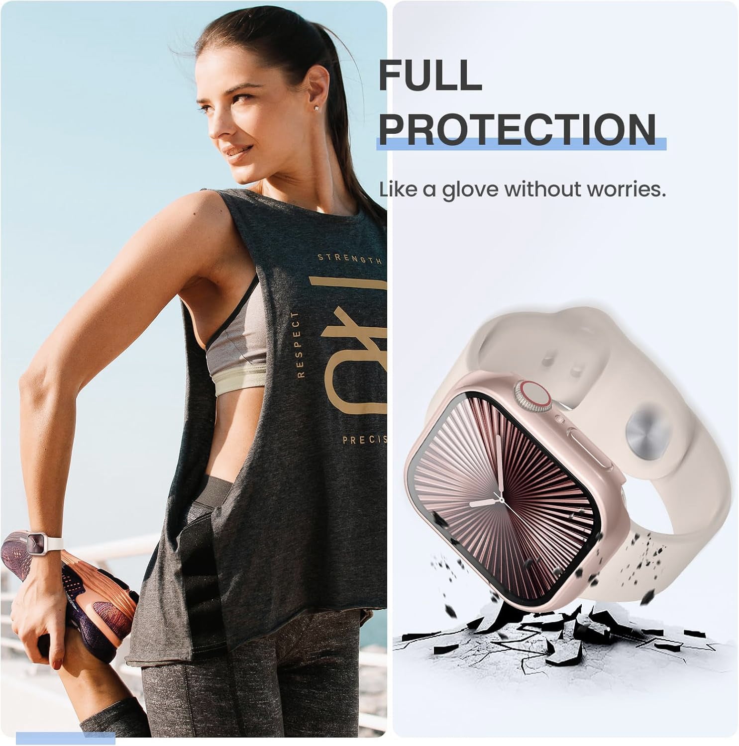 Zitel Case for Apple Watch 42mm Series 11/10 with Built-in Screen Protector - Rose Gold