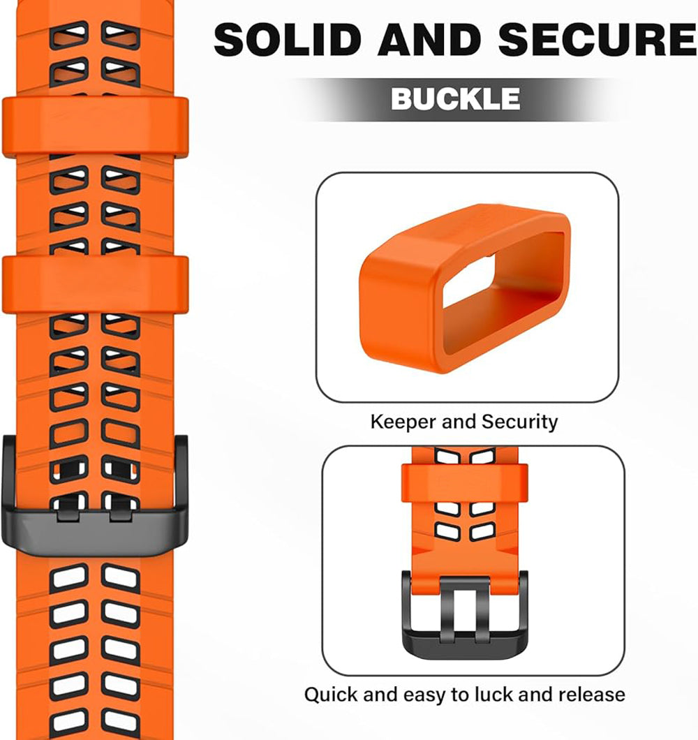 Zitel Band for Garmin Forerunner 265, 255, 245 Music, Vivoactive 4 45mm, Venu 245 mm, Venu 3 45mm, 22mm Wide Strap - Orange&Black