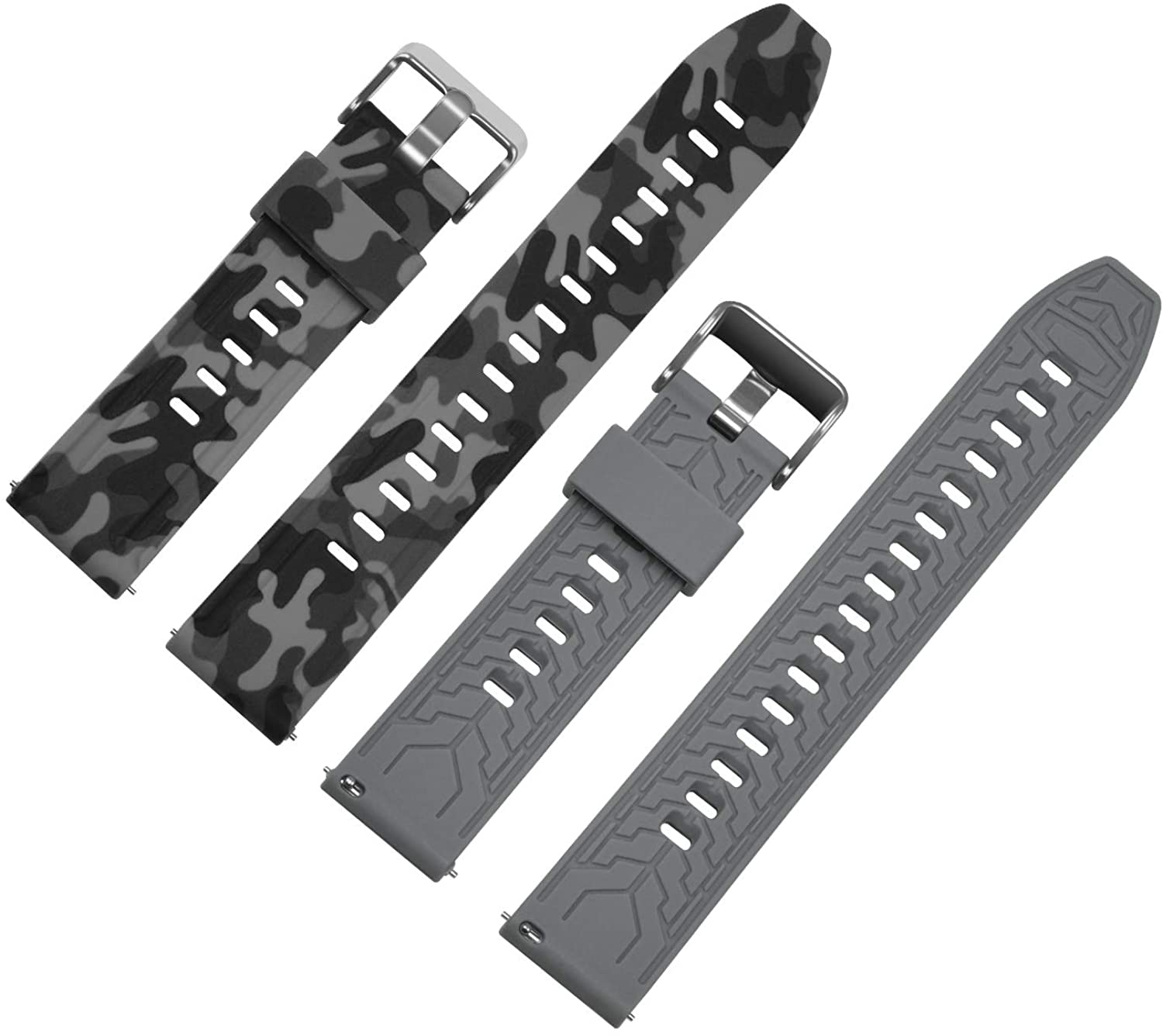 Zitel Band for Garmin Forerunner 265, 255, 245 Music, Vivoactive 4 45mm, Venu 245 mm, Venu 3 45mm, 22mm Wide Strap - Camo Gray