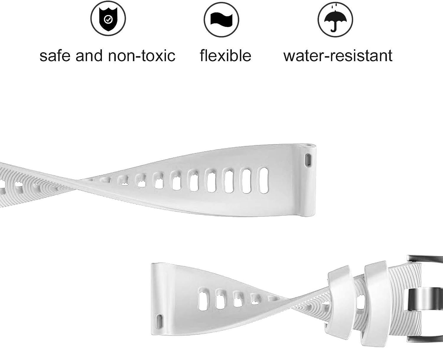 Zitel Bands for Garmin Forerunner 165/245/645, 55/158, Vivoactive 6/5/3/3S, Venu Sq/Sq 2, Venu 2 Plus, 20mm - White