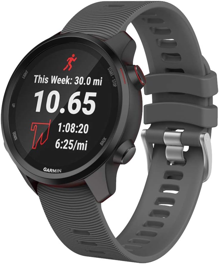 Zitel Bands for Garmin Forerunner 165/245/645, 55/158, Vivoactive 6/5/3/3S, Venu Sq/Sq 2, Venu 2 Plus, 20mm - Gray