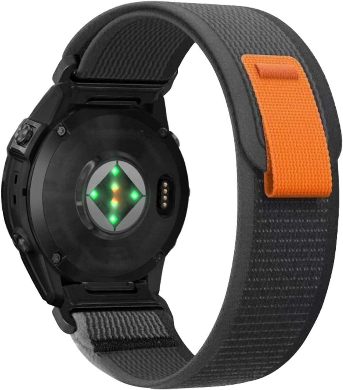 Zitel Band for Garmin Fenix 8 AMOLED 47mm, Fenix E/7/7 Pro, 6/6 Pro, Forerunner 970/965/955, QuickFit 22mm wide Nylon Sports Strap - Black / Grey
